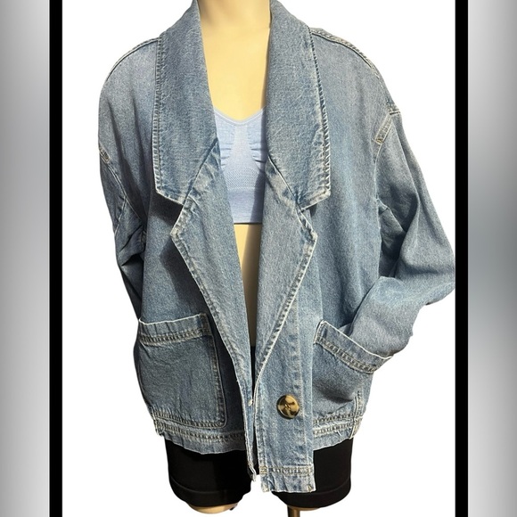 Zara Women's Blue Jean Jacket Oversize - Picture 6 of 10
